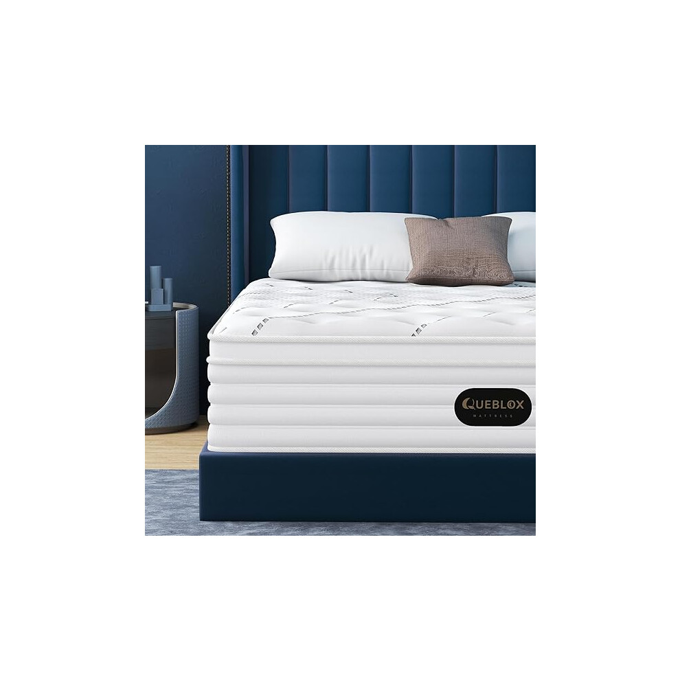 Queblox 3FT Single Mattress, 11 Inch7-Zone Pocket Sprung Mattress with Memory Foam and Soft Knitted Fabric, Medium Firm,