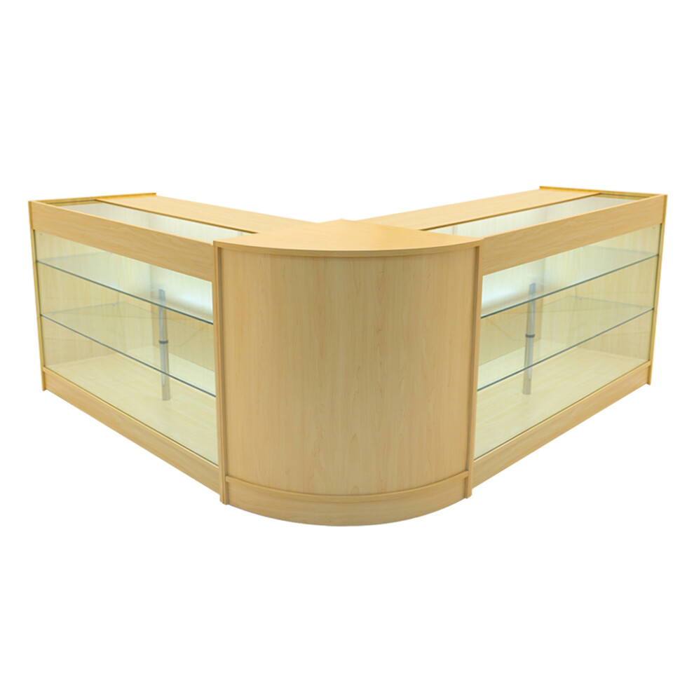 Monstershop Light (2 X 1500Mm W Counters & 1 X 600Mm W Corner Unit - Maple) Shop Counter Set Helios Led Lockable Size 2
