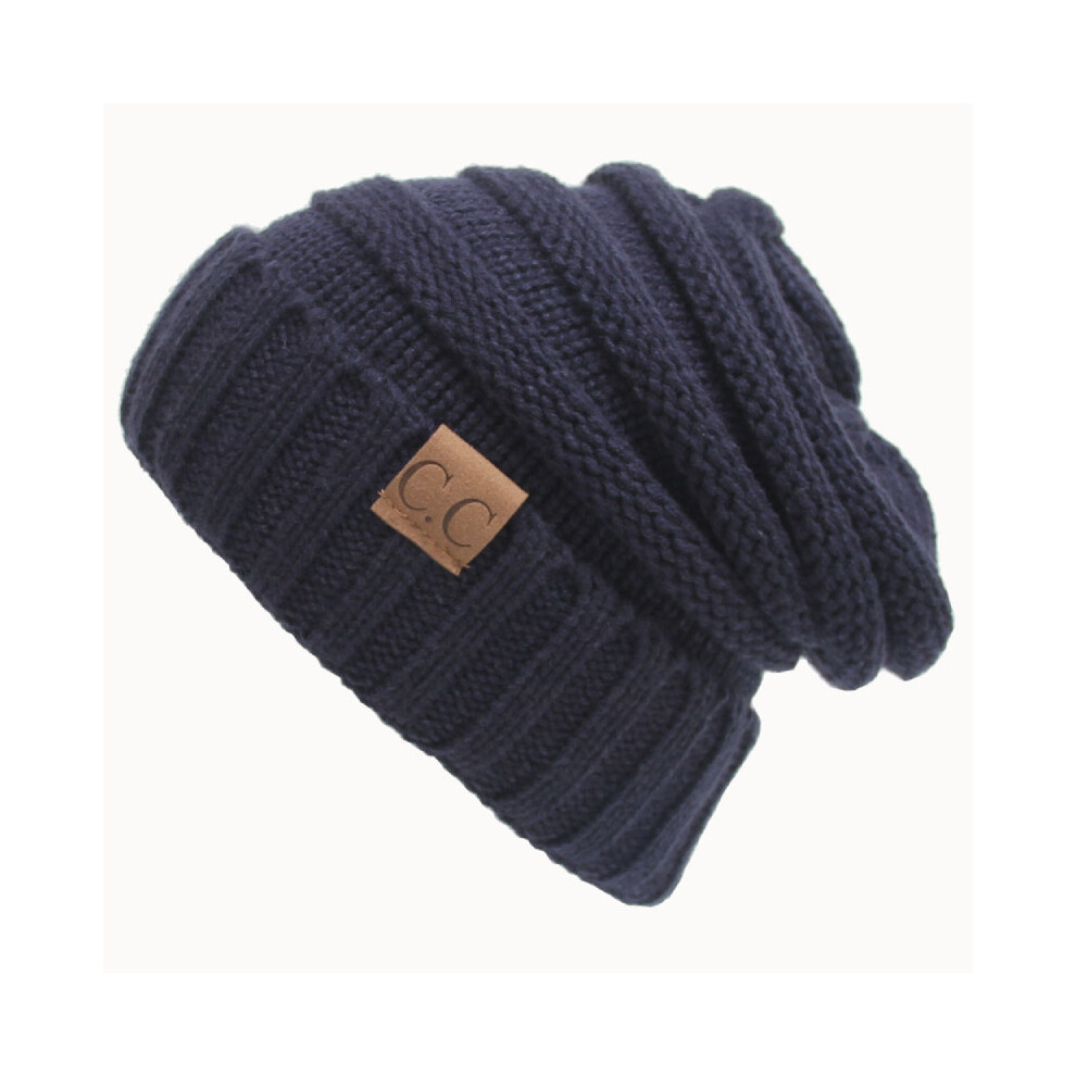 (Dark Blue) Hat Womens Knitted Fashion Comfortable Simple Autumn And Winter Outdoor Warm