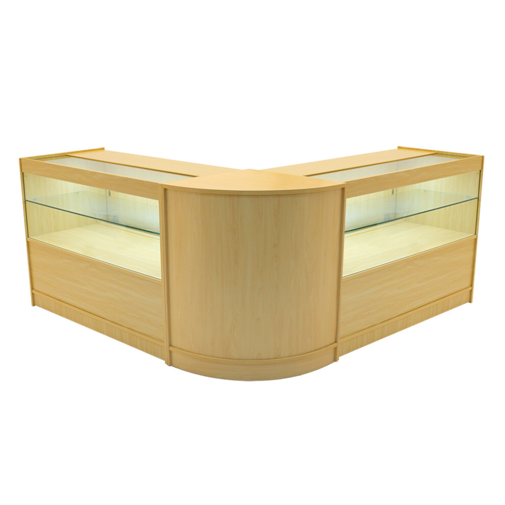 Monstershop Light (2 X 1200Mm W Counters & 1 X 600Mm W Corner Unit - Maple) Shop Counter Set Selene Led Lockable Size 2