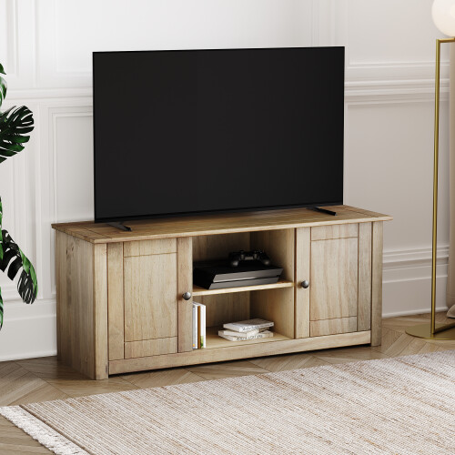 Vida Designs Panama 2 Door 1 Shelf TV Unit Solid Pine Oak