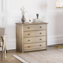 Panama 4 Drawer Chest Solid Pine Oak Finish