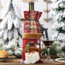(Checkered Wine Bag Old) Wine Festive Christmas Bottle Bags With Stylish Burlap Checkered Design