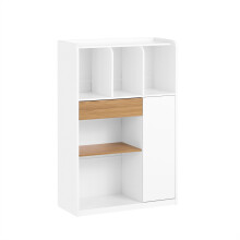 SoBuy βιβλιοθήκη STR11-WN λευκό-φυσικό 72x30x110 cm με συρτάρια