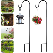 2x Garden Shepherds Crook Hooks for Garden Lights Adjustable Metal Stake Hanger