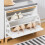 SoBuy White Shoe Bench with Cushion & Flip-Drawer 6