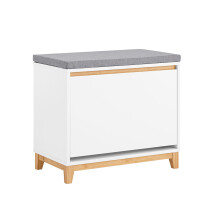 SoBuy White Shoe Bench with Cushion & Flip-Drawer