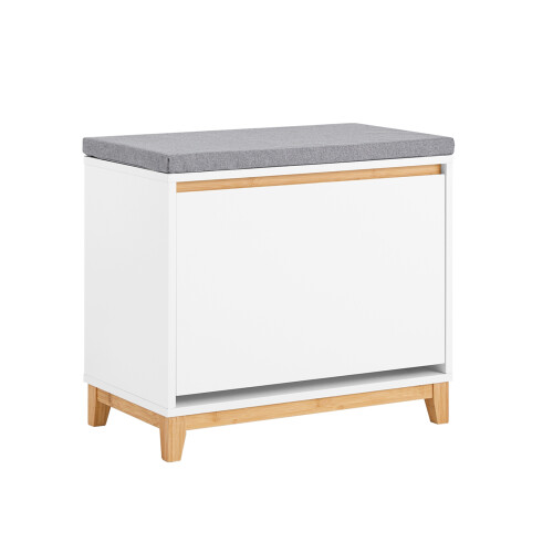 SoBuy White Shoe Bench with Cushion & Flip-Drawer
