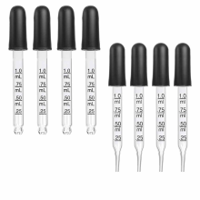 8pcs 1ml Eye Dropper, Glass Dropper with Measurements Pipettes Rubber Head Pipette for Medicine