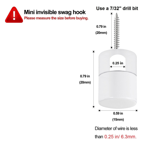 6 Pack Aluminum Chandelier Hook for Ceiling Hanging, Hooks Hanging Lights White 1