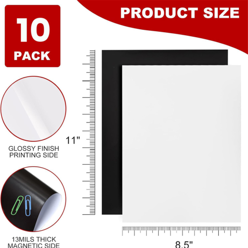 Printable Magnetic Sheets, 8.5x 11inch, 10Pack Glossy Magnet Printer Paper for Inkjet, Fridge 1