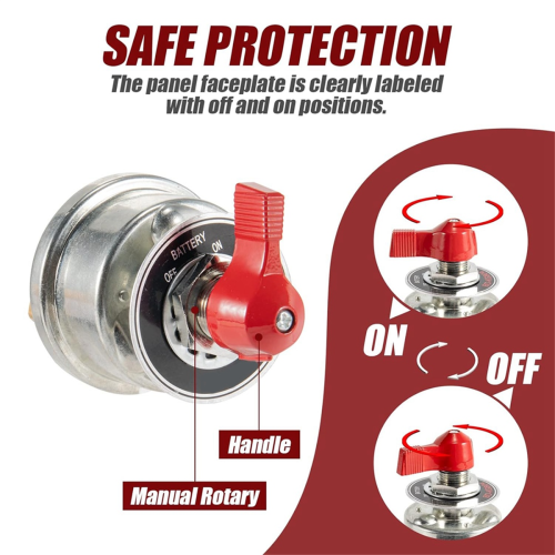 High Current Battery Disconnect Switch 300A,12 24V Master Power Cut Isolator with Face Plate for Car 2
