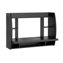 SoBuy Mesa de Ordenador con Estante de Pared, Negro FWT18-SCH