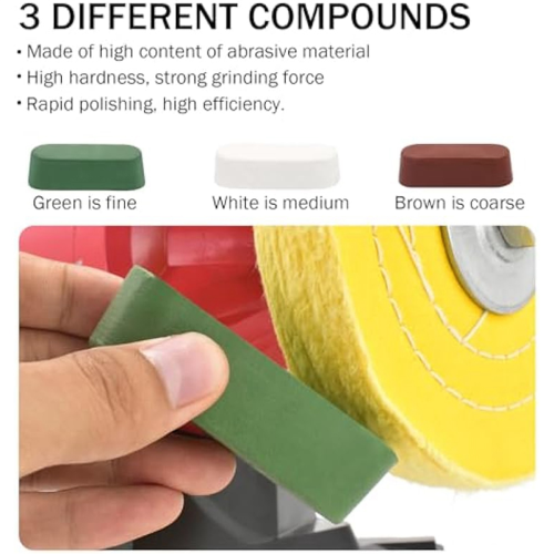 4pcs Buffing Polishing Wheels,Soft/Fine/Medium for Bench Grinder Tool with 3pcs Cutting Compounds 2