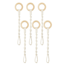 6-Pack Plant Hanging Extender Wood Ring Hand Woven Flower Pot Rope Cotton Garden