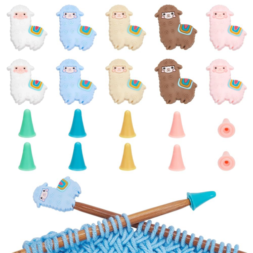 10 Pcs Alpaca Shape Knitting Needle Stoppers, 30 Point Protectors Silicone Stoppers 2