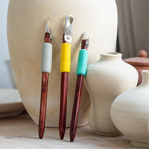 Clay Pottery Sculpting Tools Set Sculpture Caving Scraper Craft Modelling Yellow+Grey+Blue 2