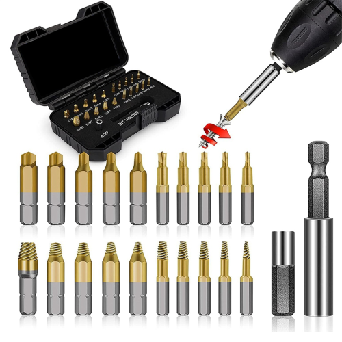22Pcs Titanium Damaged Screw Extractor Set - Stocking Stuffers for Men Adults,Remover Stripped Screws Nuts 1