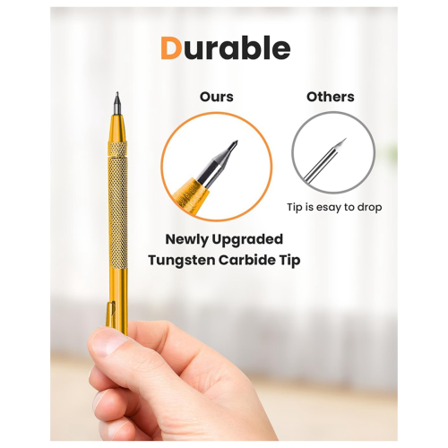 4 Pack Tungsten Carbide Scriber with Magnet, Metal Scribe, Extra 24 Replacement Marking Tip and Steel Ruler 2