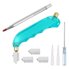 Glass Cutting Tool Kit Includes Blue Oil Feed Cutter with 3 Extra Replacement Head(6mm-12mm,12mm-20mm)