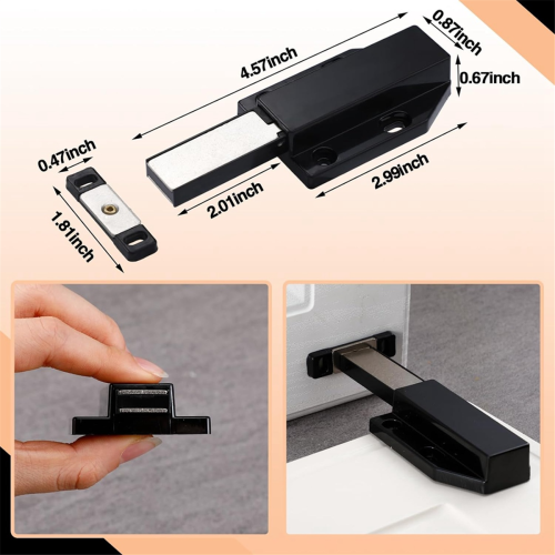 8 Pack Magnetic Push Latch Heavy Duty to Open Cabinet Hardware Release Magnets Touch Latch, Black 2