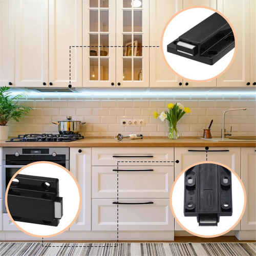 8 Pack Magnetic Push Latch Heavy Duty to Open Cabinet Hardware Release Magnets Touch Latch, Black 1