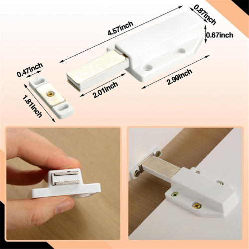 8 Pack Magnetic Push Latch Heavy Duty to Open Cabinet Hardware Release Magnets Touch Latch, White 1