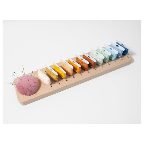 Bobbin Rack for Embroidery Floss Beech Wood Organizer with 12PCS Plastic Thread Cards(Rectangle) 1