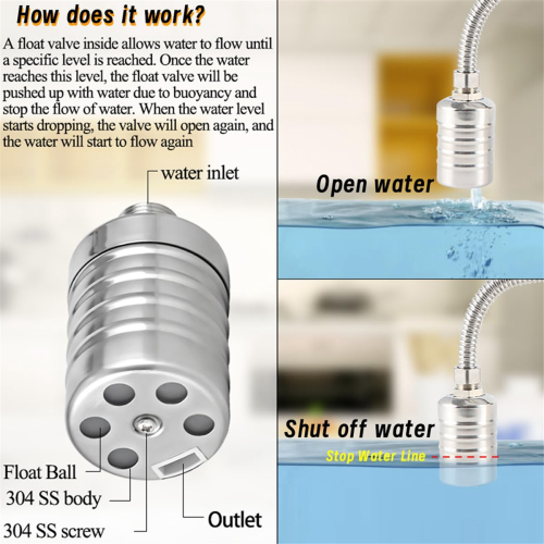 1/2Inch to 3/4Inch Water Float Valve,Stainless Steel Valve,Fully Automatic Level Controller Valve 2