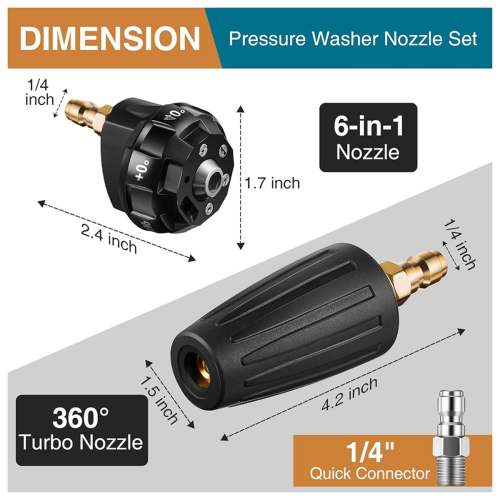 Pressure Washer Nozzle Set, 6-In-1 Quick Changeover and Rotating Tips 2