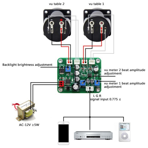 VU Level Audio Meter Stereo Amplifier Board+2pcs 9-12V DC Board Indicator 1