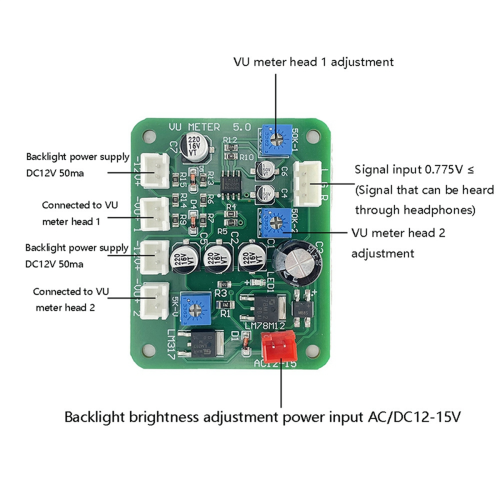VU Level Audio Meter Stereo Amplifier Board+2pcs 9-12V DC Board Indicator 2