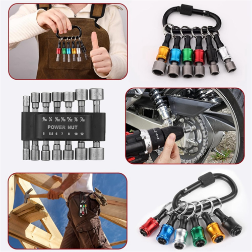 14pcs Power Nuts Driver Drill Bit Tools Set Metric Socket Wrench Screw 1/4 Inch Hex Keys, and 6pcs 1