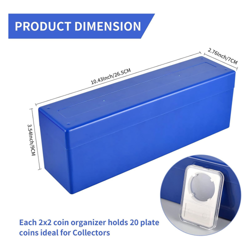 2Pcs Coin Slab Storage Box Compatible with 20 Holders, Plastic for Collectors Red 1