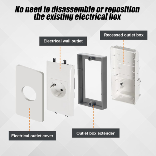 4Pcs 1/2Inch Single Gang Outlet Box Extender,Electrical Extender Receptacle Extension Gray 1