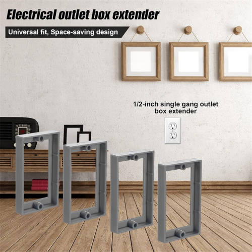 4Pcs 1/2Inch Single Gang Outlet Box Extender,Electrical Extender Receptacle Extension Gray 2