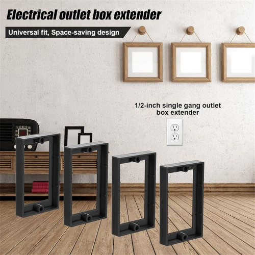 4Pcs 1/2Inch Single Gang Outlet Box Extender,Electrical Extender Receptacle Extension Black 1