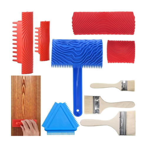 Wood Grain Tool,9Pcs Fake Roller Paint Brushes Graining Tool DIY Painting Tools 1
