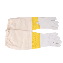 Beekeeping Gloves Tools White Leather Golden Yellow Mesh Short Breathable Bee Protection