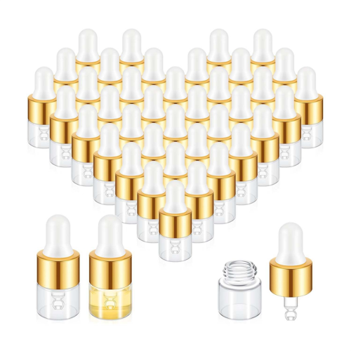 100Pcs Mini Glass Dropper Bottle Bulk Clear Essential Oil Bottles Small Dropping Sample Containers 1 Ml