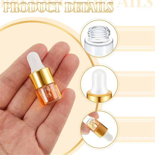 100Pcs Mini Glass Dropper Bottle Bulk Clear Essential Oil Bottles Small Dropping Sample Containers 1 Ml 2