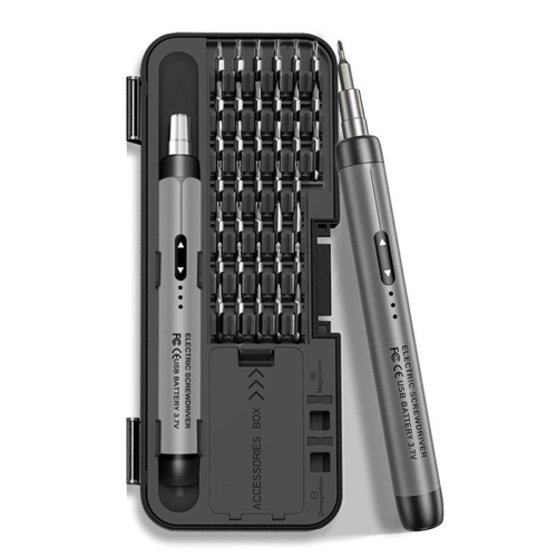 Electric Screwdriver Set Precision Power Tool Kit Rechargeable Wireless Mini Small Bits for Mobile Cell Computer Gray 1