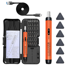 Electric Screwdriver Set Precision Power Tool Kit Rechargeable Wireless Mini Small Bits for Mobile Cell Computer Orange