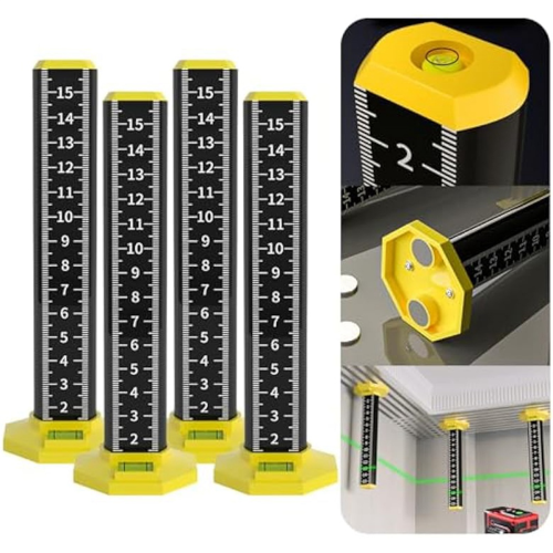 6pcs Ceiling and Floor Tile Height Ruler, Drop Installation Tools, Magnetic Base Laser Target Card Plate 1