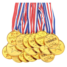 30 Pack Gold Plastic Winner Medals Award for Kids - Perfect Sports, Competition and Party Favors