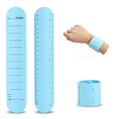 Wearable Nurse Notepad Wristbands, 2 Pack Silicone Reminder Bracelet Write on Memo,Blue 1