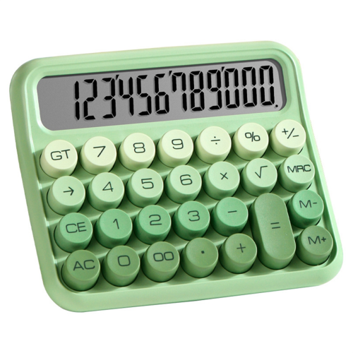 Desktop 12 Digit Cute Calculator, Mechanical Switch Design, Large LCD Display Big Button Calculator,Gradient Green