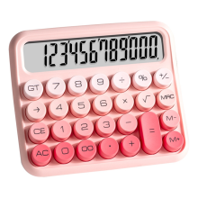 Desktop 12 Digit Cute Calculator, Mechanical Switch Design, Large LCD Display Big Button Calculator,Gradient Pink
