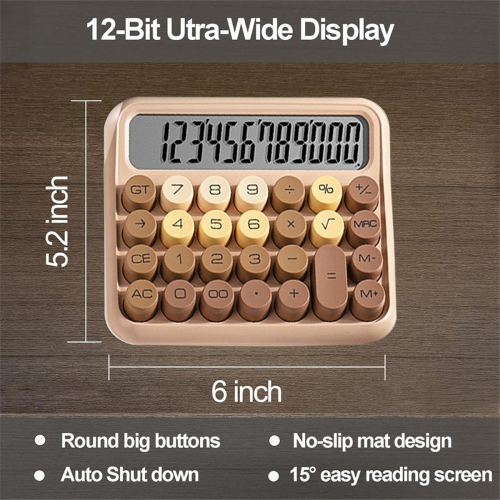 Desktop 12 Digit Cute Calculator, Mechanical Switch Design, Large LCD Display Big Button Calculator,Gradient Pink 1