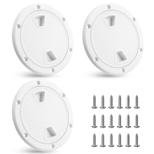 3Pack Boat Hatch White Circular Non Slip Inspection Detachable Deck Cover 4inch with Screw Parts